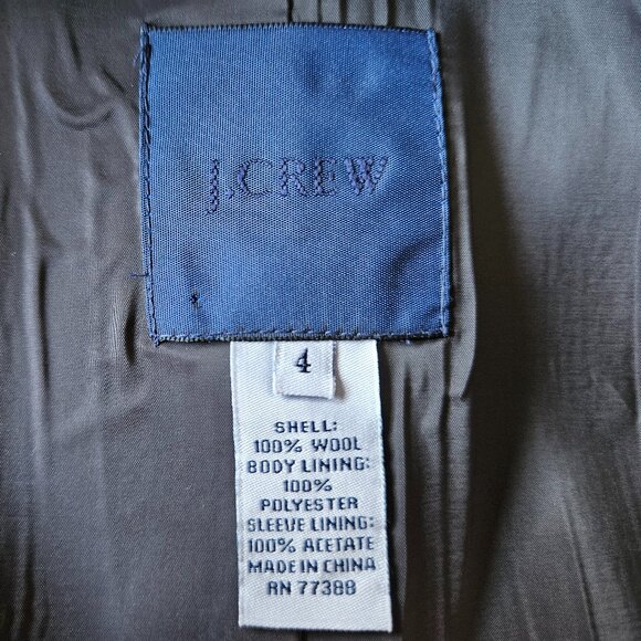 J.Crew 100% Wool Two-Button Blazer Dark Charcoal Grey - Size 4 - Picture 3 of 12